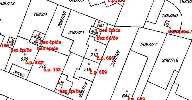 Kateřinky 656, Opava na parcele st. 719 v KÚ Kateřinky u Opavy, Katastrální mapa