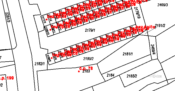 Černovice 49195689 na parcele st. 2180/9 v KÚ Černovice u Chomutova, Katastrální mapa