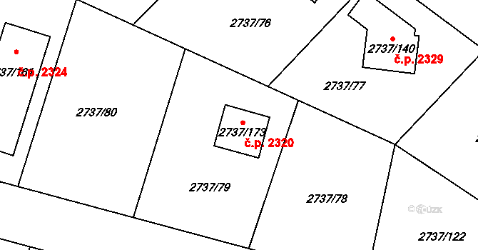 Benešov 2320 na parcele st. 2737/173 v KÚ Benešov u Prahy, Katastrální mapa