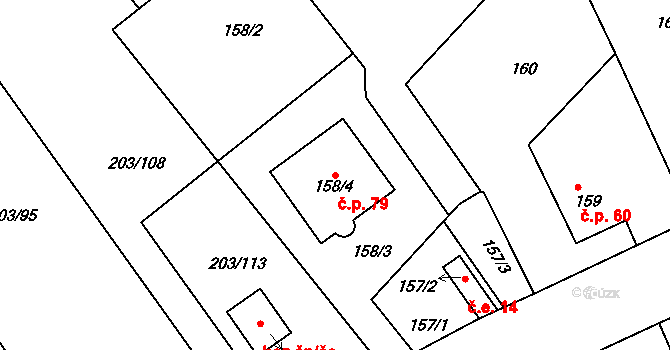 Heroltice 79, Jihlava na parcele st. 158/4 v KÚ Heroltice u Jihlavy, Katastrální mapa