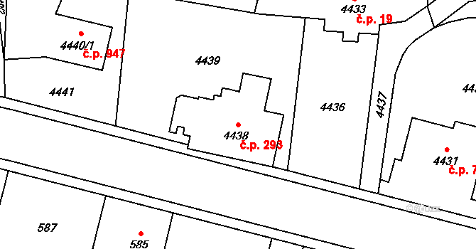 Dětmarovice 293 na parcele st. 4438 v KÚ Dětmarovice, Katastrální mapa