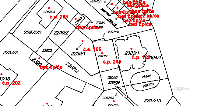 Staré Splavy 295, Doksy na parcele st. 2303/2 v KÚ Doksy u Máchova jezera, Katastrální mapa