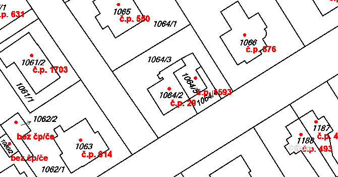 Rychnov nad Kněžnou 29 na parcele st. 1064/2 v KÚ Rychnov nad Kněžnou, Katastrální mapa