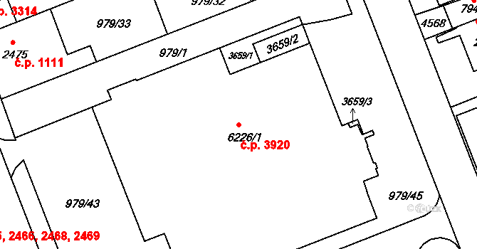 Kroměříž 3920 na parcele st. 6226/1 v KÚ Kroměříž, Katastrální mapa