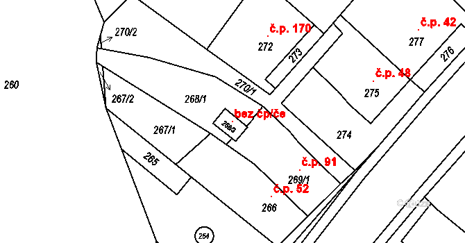 Bohumín 107198690 na parcele st. 268/3 v KÚ Pudlov, Katastrální mapa