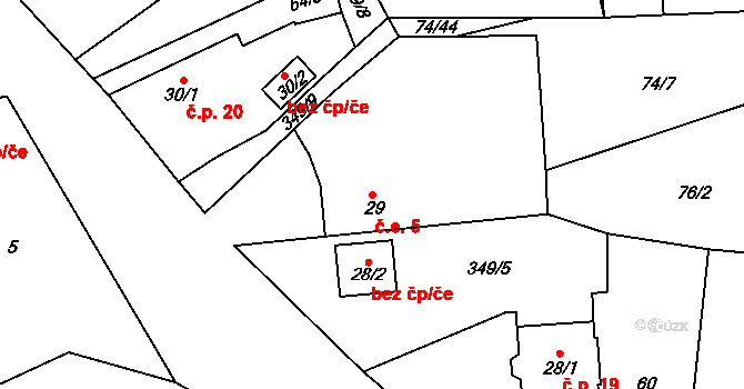 Snopoušovy 5, Dolní Lukavice na parcele st. 29 v KÚ Snopoušovy, Katastrální mapa