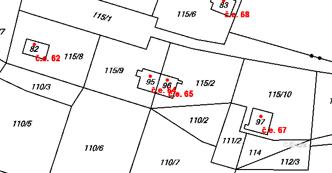 Zborná 65, Jihlava na parcele st. 96 v KÚ Zborná, Katastrální mapa