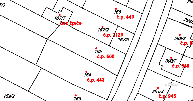 Svatobořice 500, Svatobořice-Mistřín na parcele st. 165 v KÚ Svatobořice, Katastrální mapa