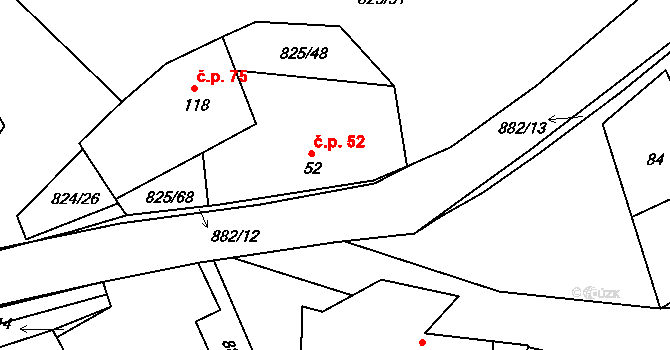 Hrbov 52, Polná na parcele st. 52 v KÚ Hrbov, Katastrální mapa