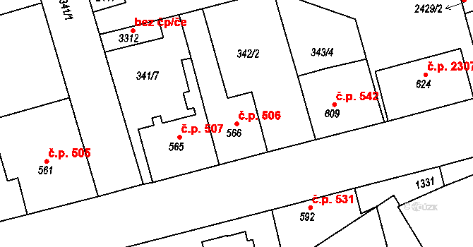 Brandýs nad Labem 506, Brandýs nad Labem-Stará Boleslav na parcele st. 566 v KÚ Brandýs nad Labem, Katastrální mapa
