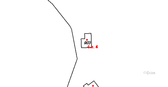 Mlýnská 4, Kraslice na parcele st. 903 v KÚ Mlýnská, Katastrální mapa