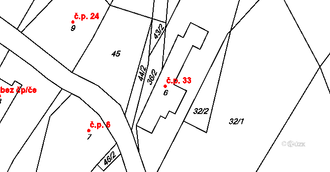 Želechy 33, Lomnice nad Popelkou na parcele st. 6 v KÚ Želechy, Katastrální mapa
