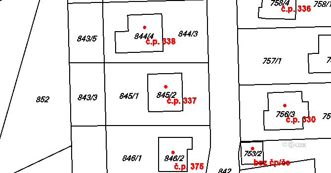 Samotišky 337 na parcele st. 845/2 v KÚ Samotíšky, Katastrální mapa