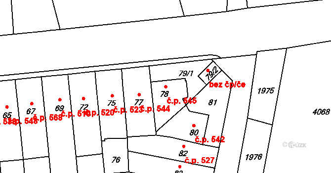 Tuřany 545, Brno na parcele st. 78 v KÚ Tuřany, Katastrální mapa