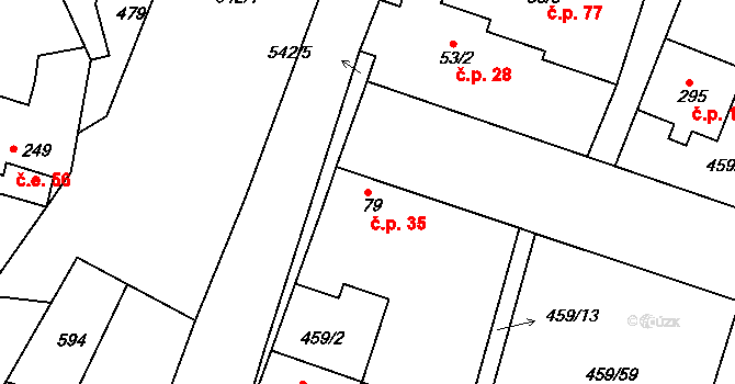 Horoušánky 35, Horoušany na parcele st. 79 v KÚ Horoušany, Katastrální mapa