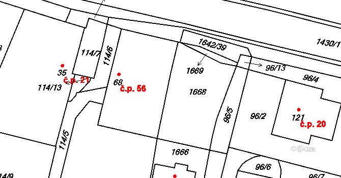 Mladošovice 32 na parcele st. 34/1 v KÚ Mladošovice, Katastrální mapa