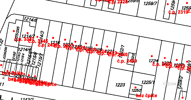 Záběhlice 2423, Praha na parcele st. 1220 v KÚ Záběhlice, Katastrální mapa