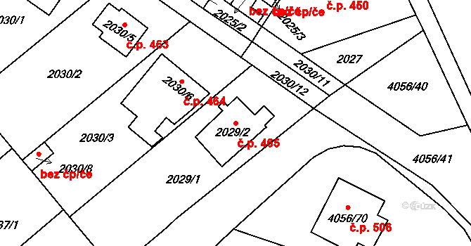 Příbram III 465, Příbram na parcele st. 2029/2 v KÚ Příbram, Katastrální mapa
