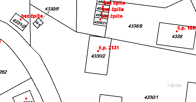 Česká Lípa 2131 na parcele st. 4330/2 v KÚ Česká Lípa, Katastrální mapa