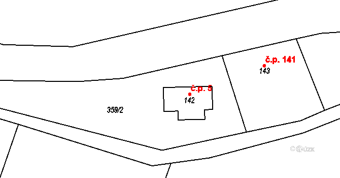 Javorník 5, Rudník na parcele st. 142 v KÚ Javorník v Krkonoších, Katastrální mapa