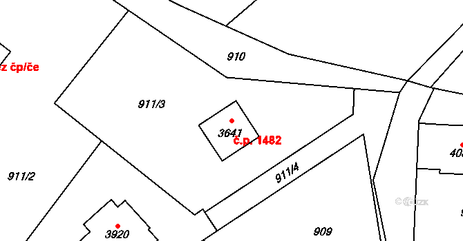 Vrchlabí 1482 na parcele st. 3641 v KÚ Vrchlabí, Katastrální mapa