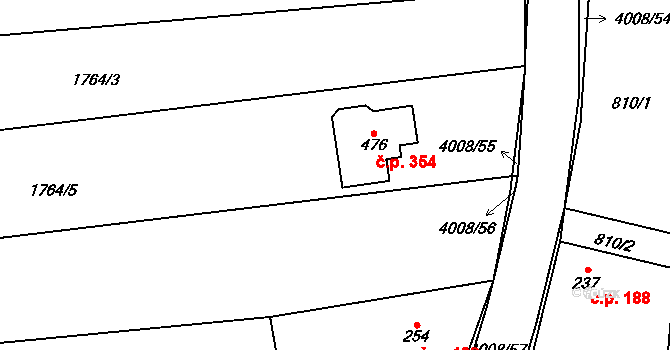 Kudlovice 354 na parcele st. 476 v KÚ Kudlovice, Katastrální mapa