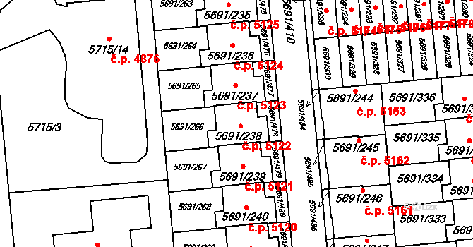 Jihlava 5122 na parcele st. 5691/238 v KÚ Jihlava, Katastrální mapa