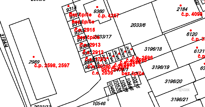 Hodonín 2592 na parcele st. 2479/3 v KÚ Hodonín, Katastrální mapa