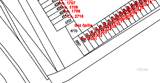 Cheb 2331 na parcele st. 5697 v KÚ Cheb, Katastrální mapa