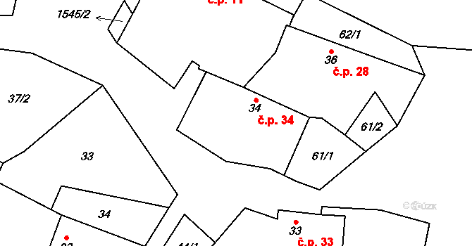 Líšnice 34, Sepekov na parcele st. 34 v KÚ Líšnice u Sepekova, Katastrální mapa