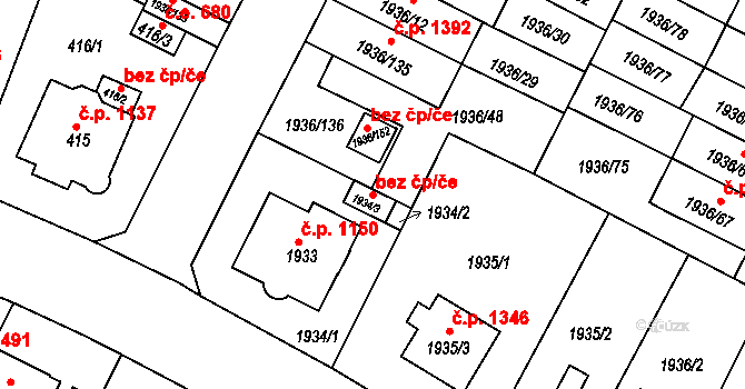 Teplice 39153690 na parcele st. 1934/3 v KÚ Teplice-Trnovany, Katastrální mapa