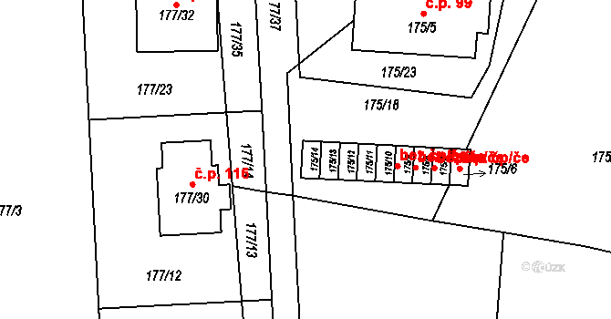 Číčenice 40697690 na parcele st. 175/14 v KÚ Číčenice, Katastrální mapa