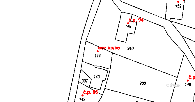 Hrádek nad Nisou 40836690 na parcele st. 144 v KÚ Oldřichov na Hranicích, Katastrální mapa