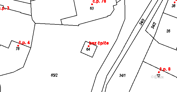 Klučov 41513690 na parcele st. 64 v KÚ Skramníky, Katastrální mapa