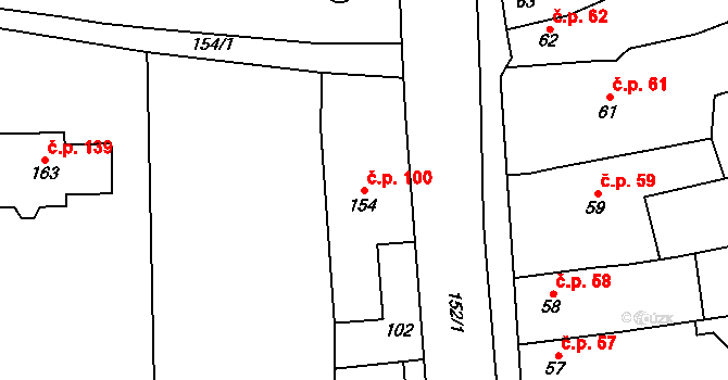 Lípy 100, Slatinice na parcele st. 154 v KÚ Lípy, Katastrální mapa