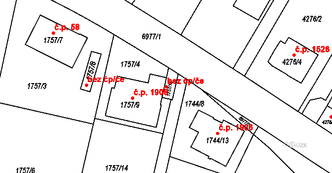 Boskovice 42792690 na parcele st. 1757/13 v KÚ Boskovice, Katastrální mapa