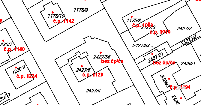 Rychnov nad Kněžnou 44273690 na parcele st. 2427/56 v KÚ Rychnov nad Kněžnou, Katastrální mapa