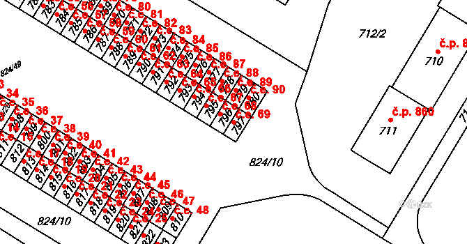 Šumbark 69, Havířov na parcele st. 797 v KÚ Šumbark, Katastrální mapa