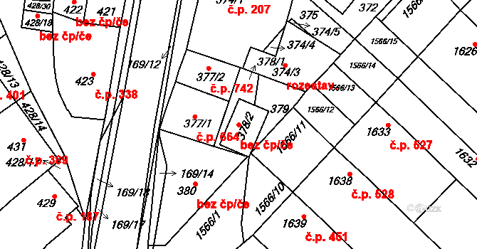 Vnorovy 778 na parcele st. 378/2 v KÚ Vnorovy, Katastrální mapa