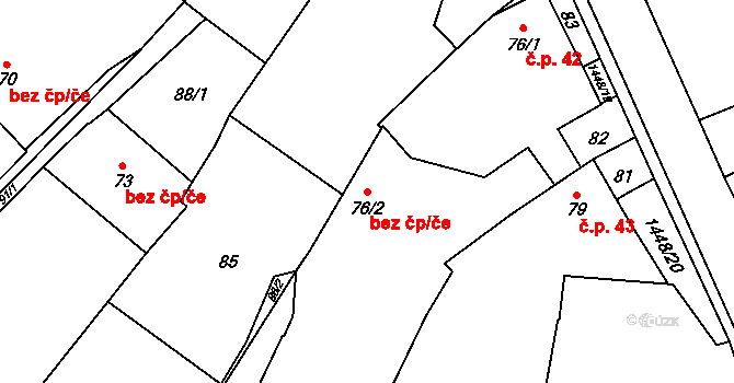Budíškovice 47519690 na parcele st. 76/2 v KÚ Budíškovice, Katastrální mapa