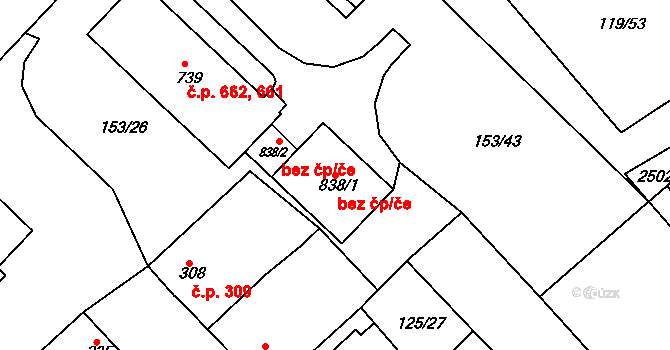 Kralupy nad Vltavou 48665690 na parcele st. 838/1 v KÚ Lobeček, Katastrální mapa