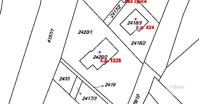 Jablunkov 1228 na parcele st. 2420/2 v KÚ Jablunkov, Katastrální mapa