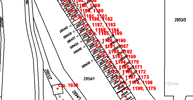 Český Těšín 1168,1192 na parcele st. 2854/13 v KÚ Český Těšín, Katastrální mapa