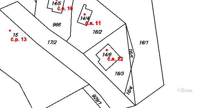 Brdo 11, Manětín na parcele st. 14/4 v KÚ Brdo u Manětína, Katastrální mapa