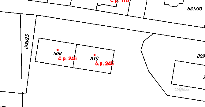 Teplice nad Metují 245 na parcele st. 310 v KÚ Teplice nad Metují, Katastrální mapa