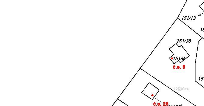 Broumova Lhota 1, Krásná Hora na parcele st. 151/6 v KÚ Broumova Lhota, Katastrální mapa