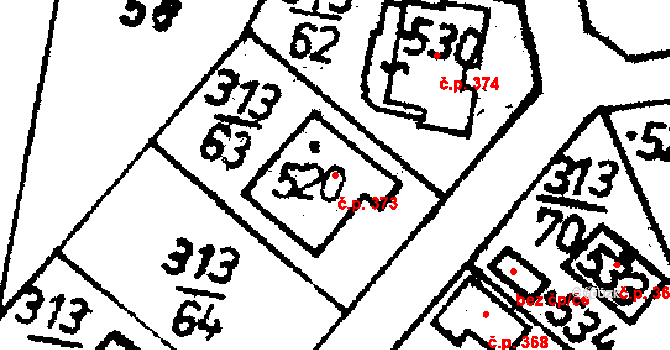 Bernartice 373 na parcele st. 520 v KÚ Bernartice u Milevska, Katastrální mapa