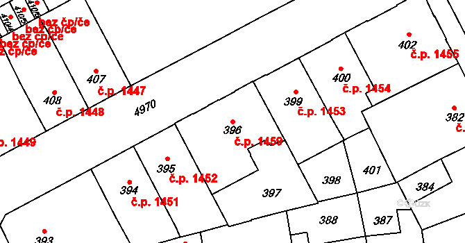 Přerov I-Město 1459, Přerov na parcele st. 396 v KÚ Přerov, Katastrální mapa