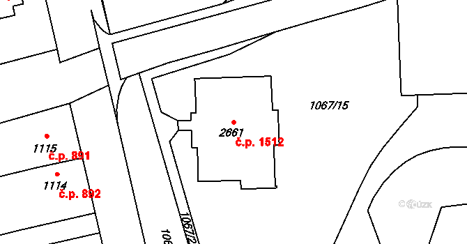 Hranice I-Město 1512, Hranice na parcele st. 2661 v KÚ Hranice, Katastrální mapa