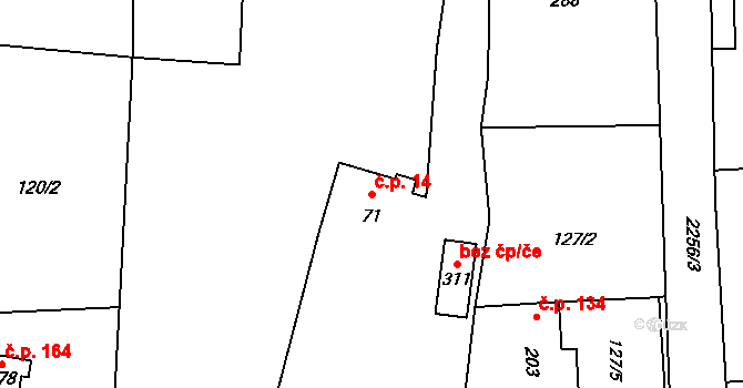 Hranice III-Velká 14, Hranice na parcele st. 71 v KÚ Velká u Hranic, Katastrální mapa